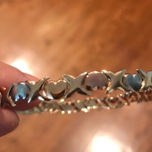 Gold filled hearts and kisses bangle